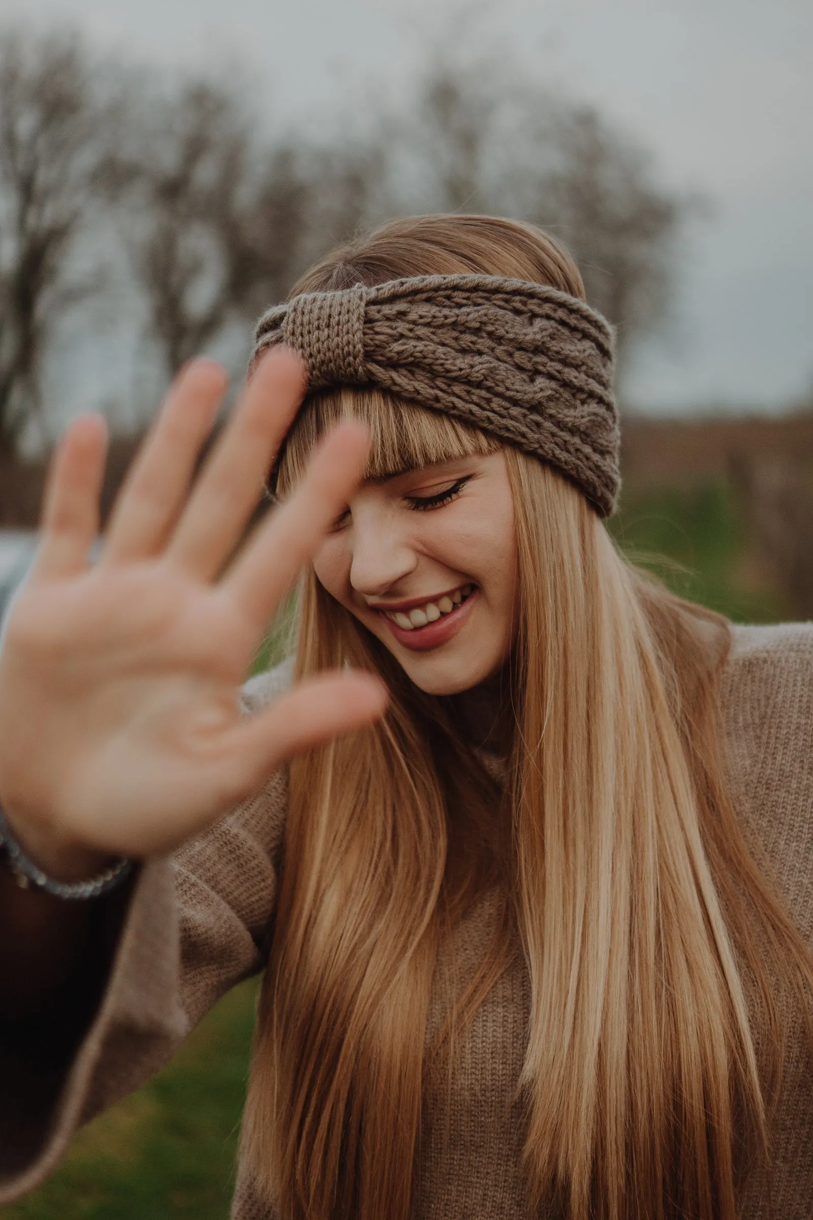 Handmade Vegan Headband - Taupe