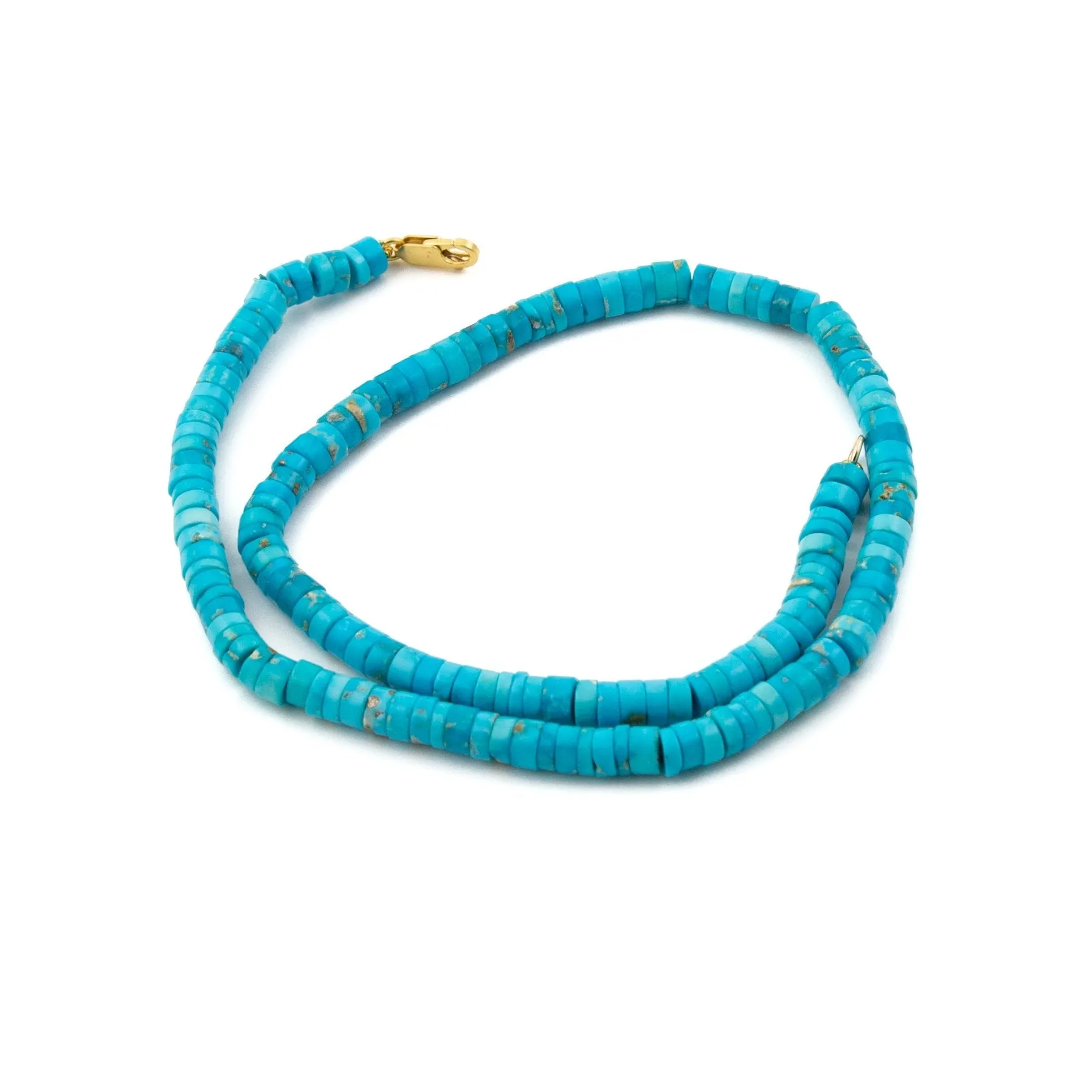 Heat Treated Turquoise Heishi Necklace 1