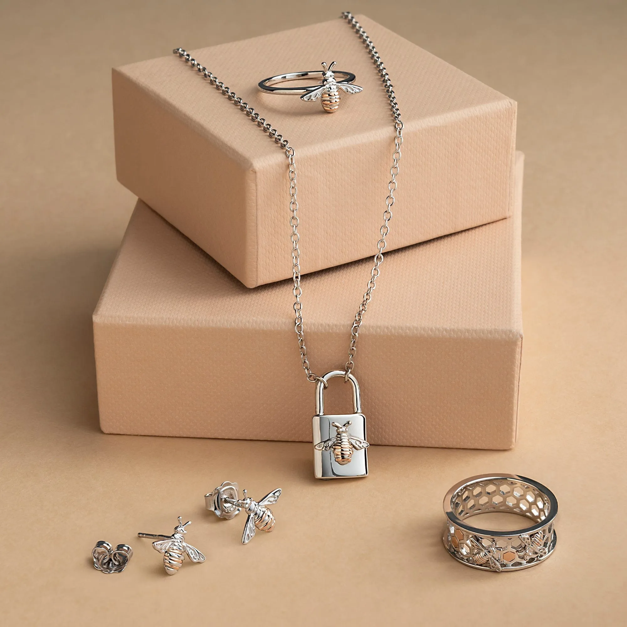 Honey Bee Silver Stud Earrings