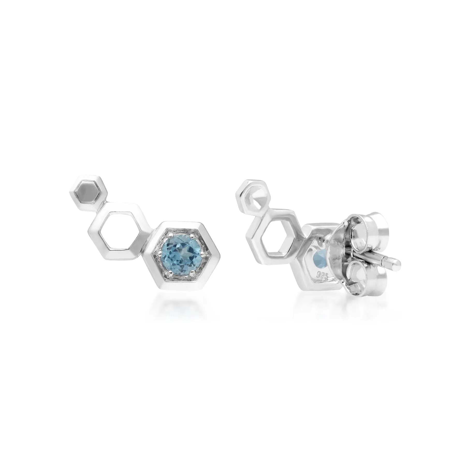 Honeycomb Blau Topas Ohrstecker in 925 Sterling Silber
