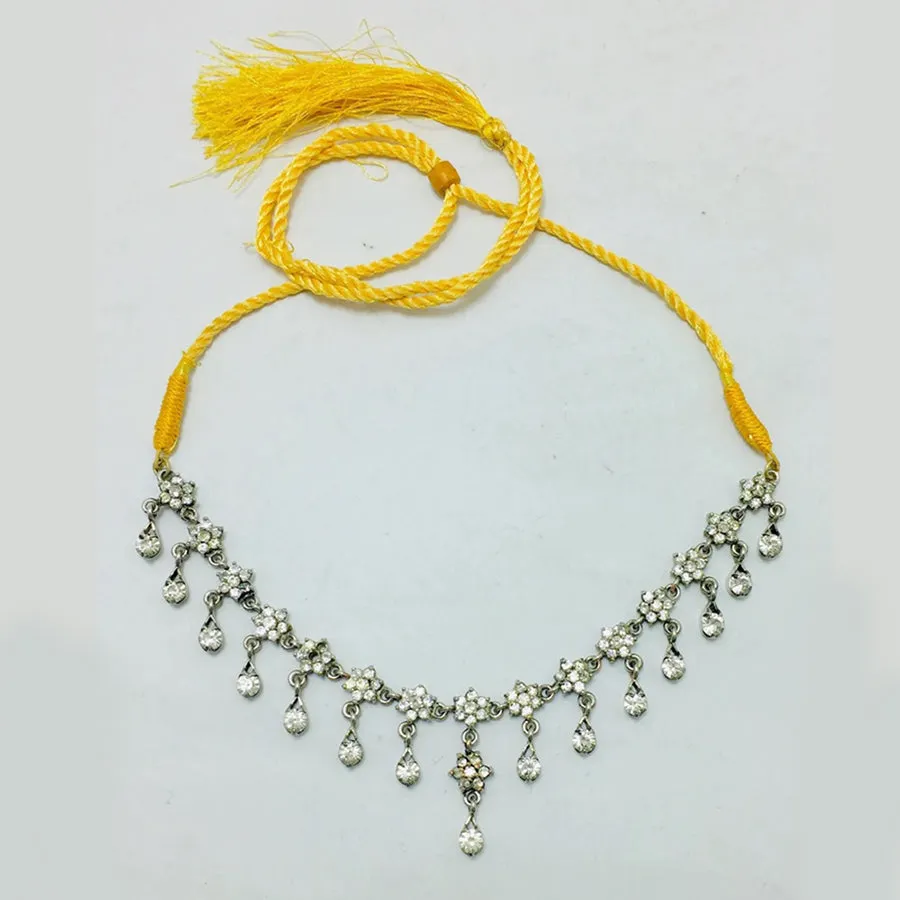 Indian Style Dangling Silver Gems Necklace