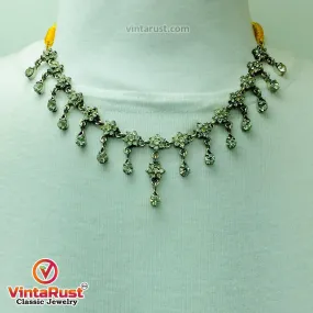 Indian Style Dangling Silver Gems Necklace