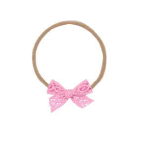 Lace Bow - Mini Bubblegum Headband