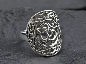 Large Ohm Ring - Silver Om Ring - Statement Silver Ring