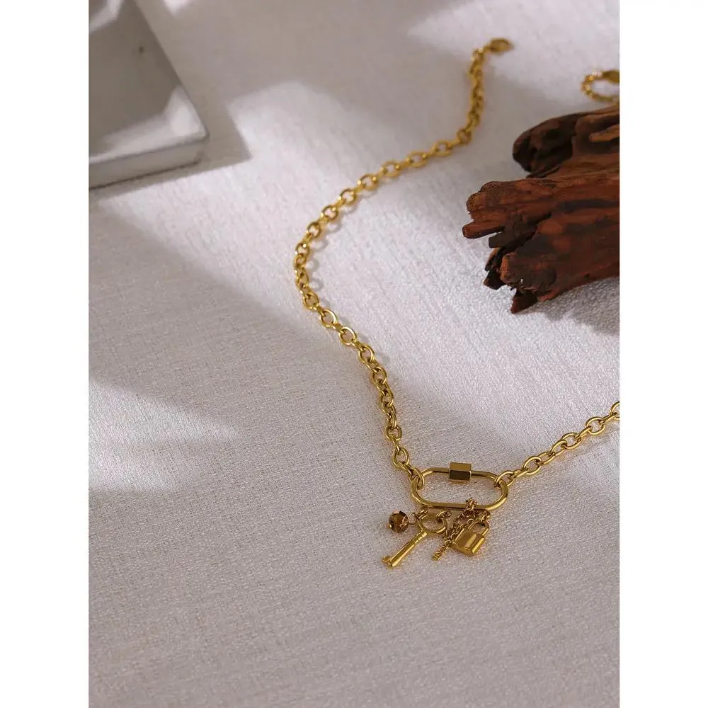 Lock and key necklace