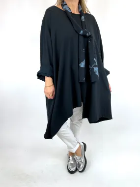 Made in Italy Lagenlook Cleo Scarf Top in Black. code 57656