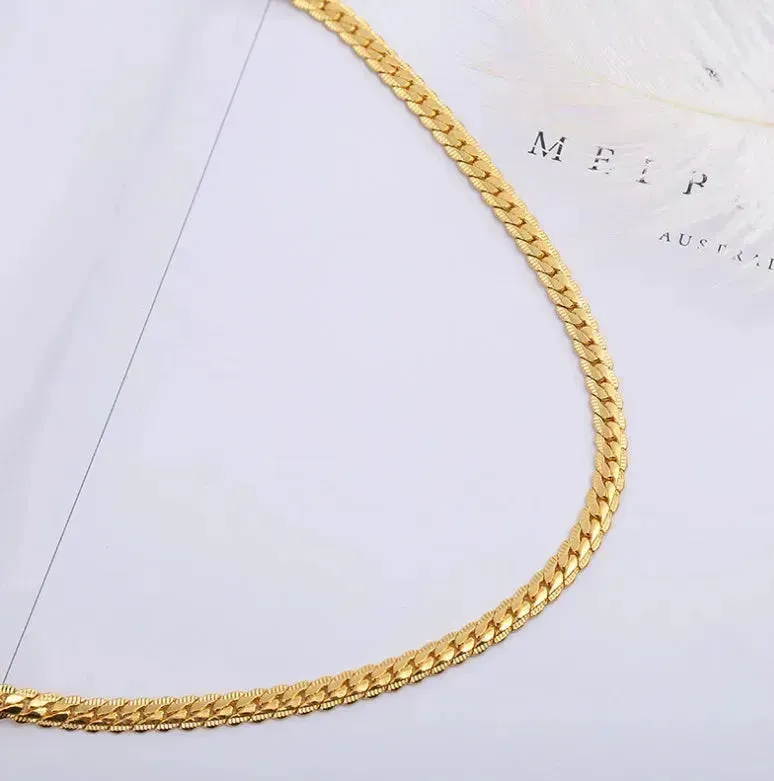 Men Necklace Gold Tone Snake Chain