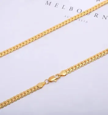 Men Necklace Gold Tone Snake Chain