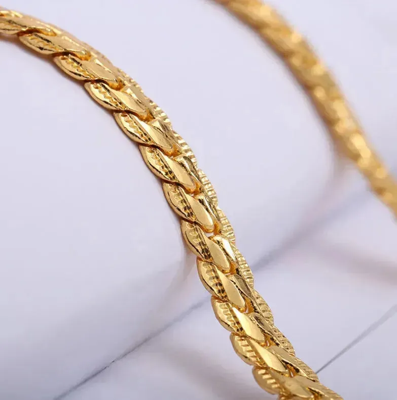 Men Necklace Gold Tone Snake Chain