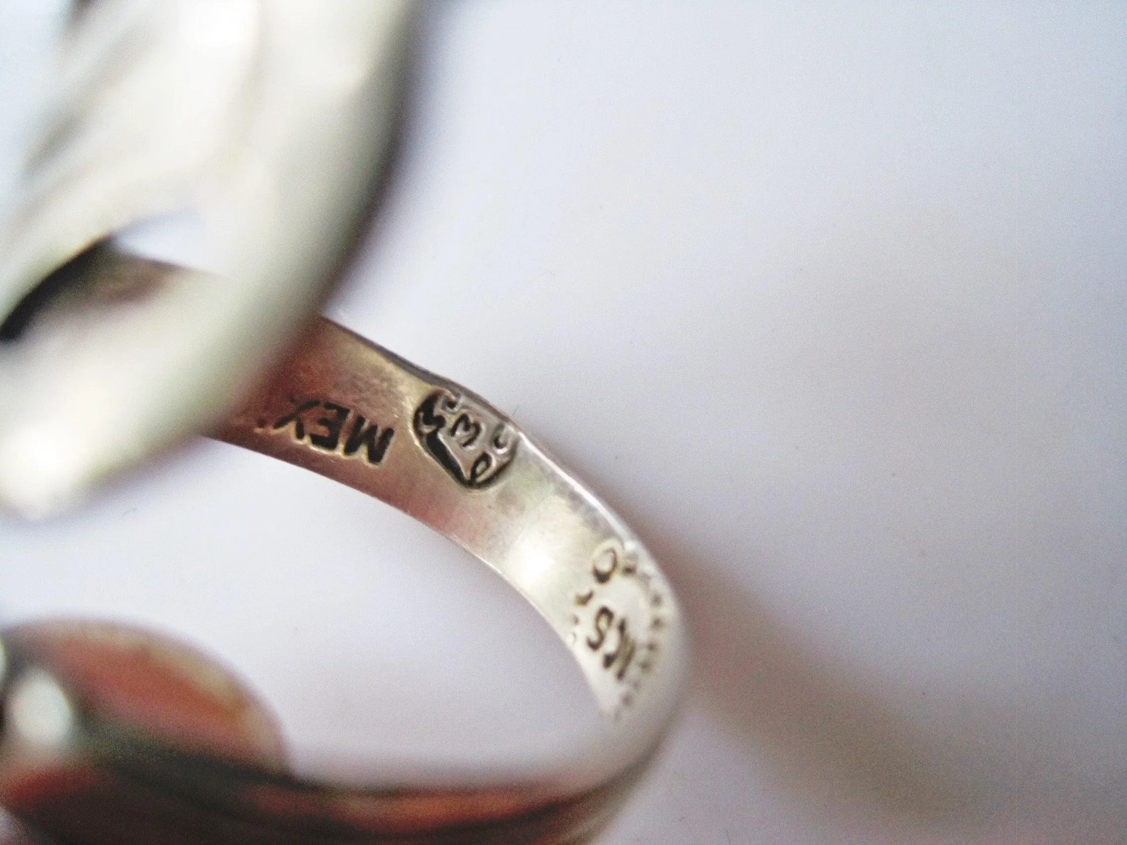 Mid Century Sterling Mexican Ring from Taxco with Eagle 3 Mark