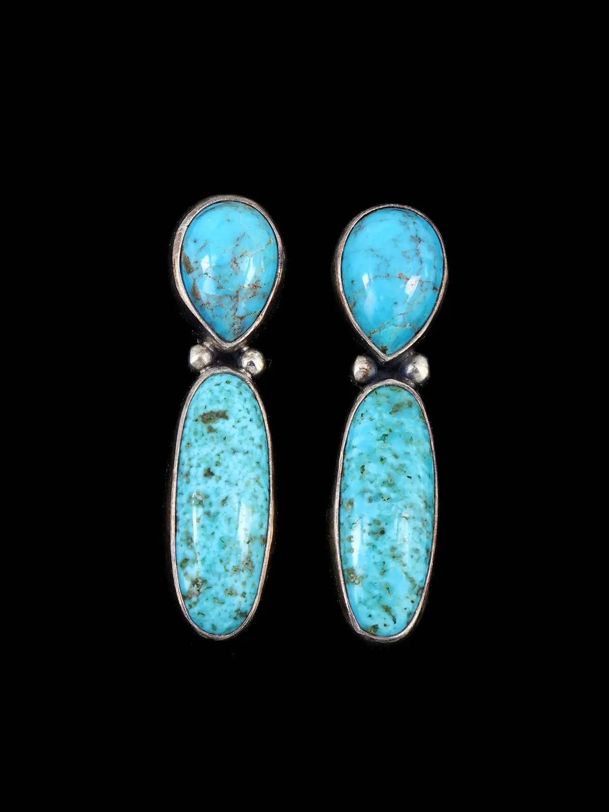 Native American Turquoise Sterling Silver Necklace and Earring Set