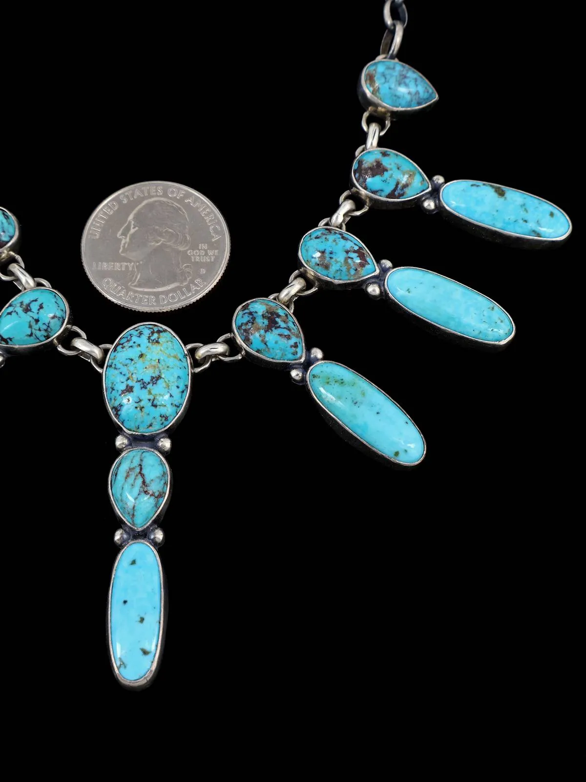 Native American Turquoise Sterling Silver Necklace and Earring Set