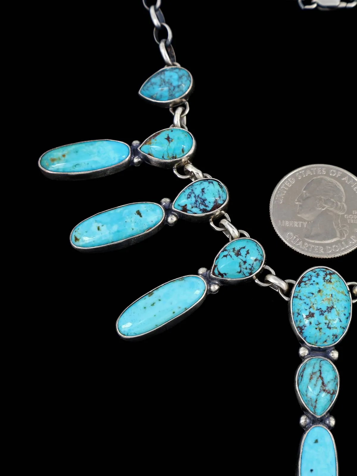 Native American Turquoise Sterling Silver Necklace and Earring Set