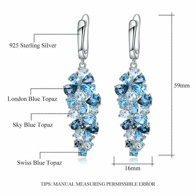 Natural London Blue Pure Topaz & Sterling Silver Earrings