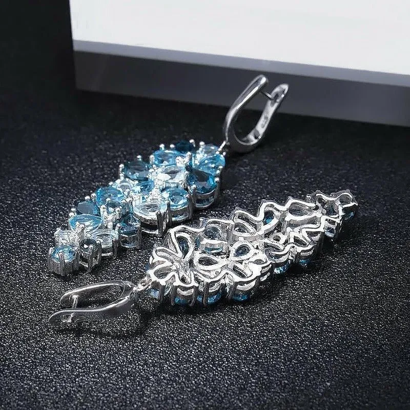 Natural London Blue Pure Topaz & Sterling Silver Earrings