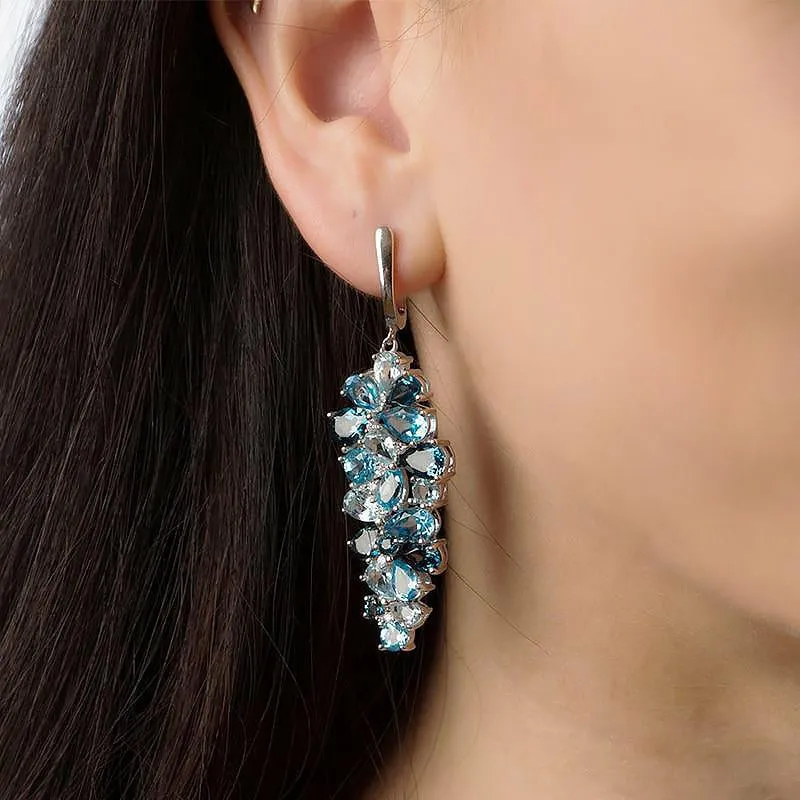 Natural London Blue Pure Topaz & Sterling Silver Earrings