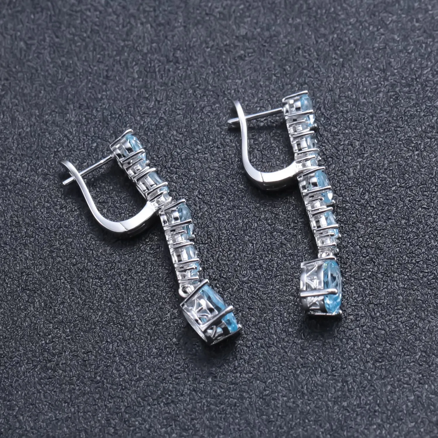 Natural Topaz String French Buckle Silver Drop Earrings for Women