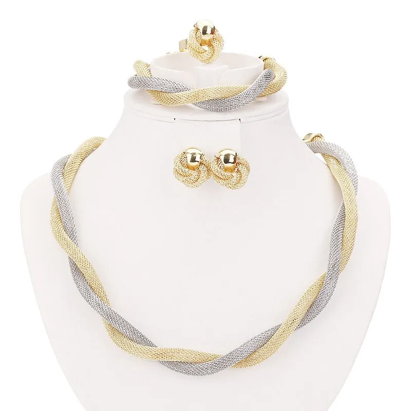 New Products Exaggerated Big Choker Vintage Chunky Statement Chain Necklace Bracelet Earrings Ring Jewelry Sets Accessories