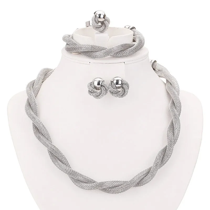 New Products Exaggerated Big Choker Vintage Chunky Statement Chain Necklace Bracelet Earrings Ring Jewelry Sets Accessories