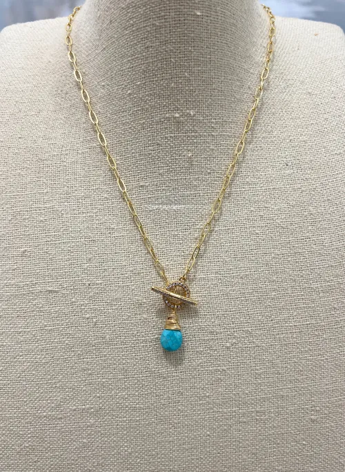 Olivia Paperclip Necklace with CZ's