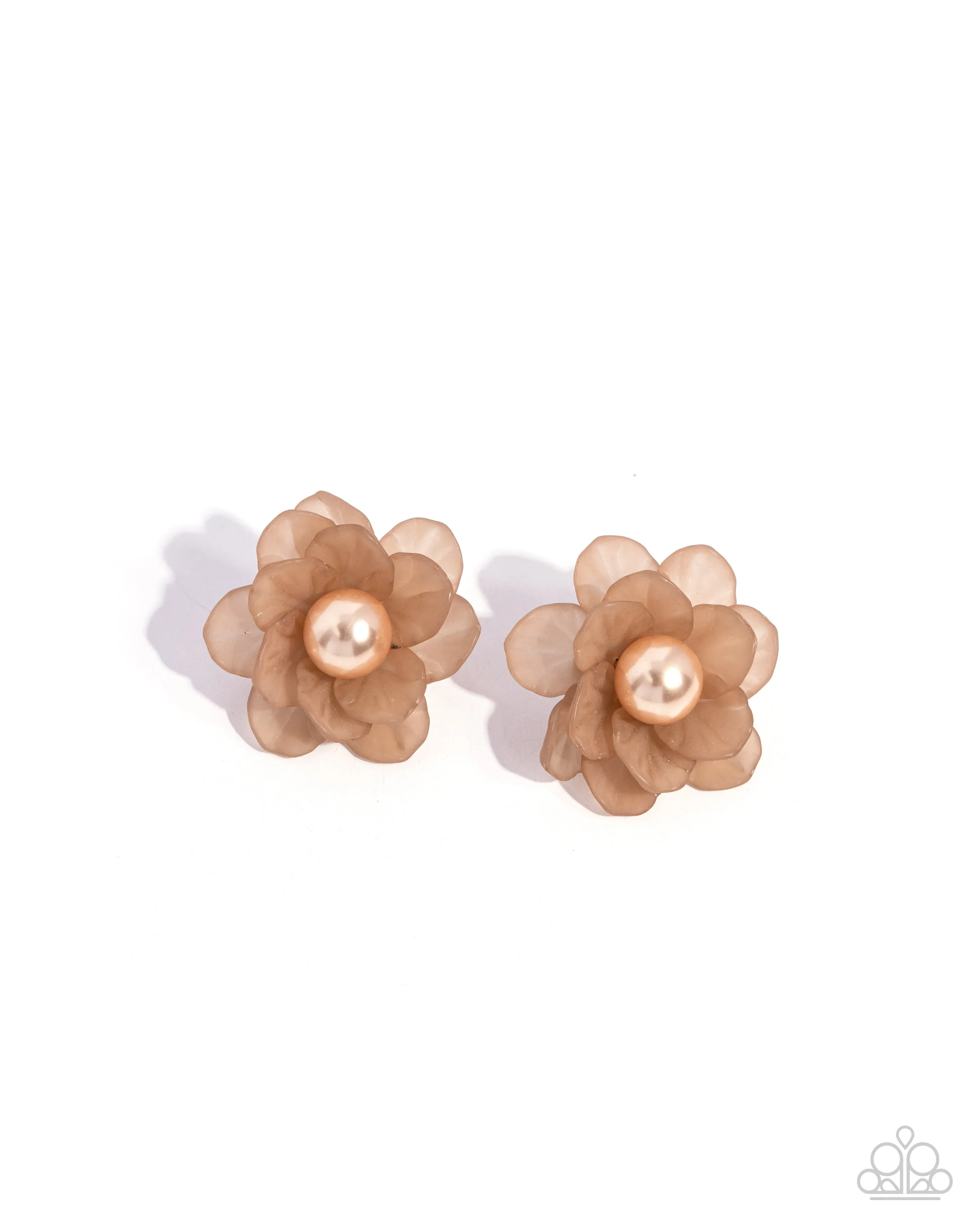 Open Door Jewelry - Blooming Backdrop - Brown Post Earrings - Paparazzi Accessories