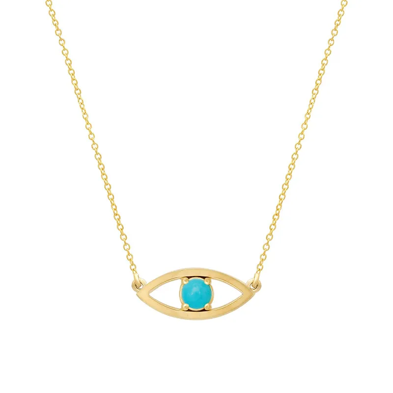 Open Evil Eye Necklace with Turquoise Center