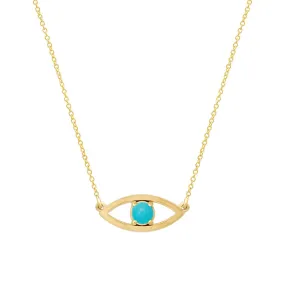 Open Evil Eye Necklace with Turquoise Center