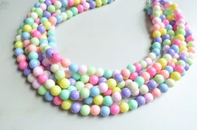 Pastel Multi Color Acrylic Lucite Bead Chunky Statement Necklace - Alana