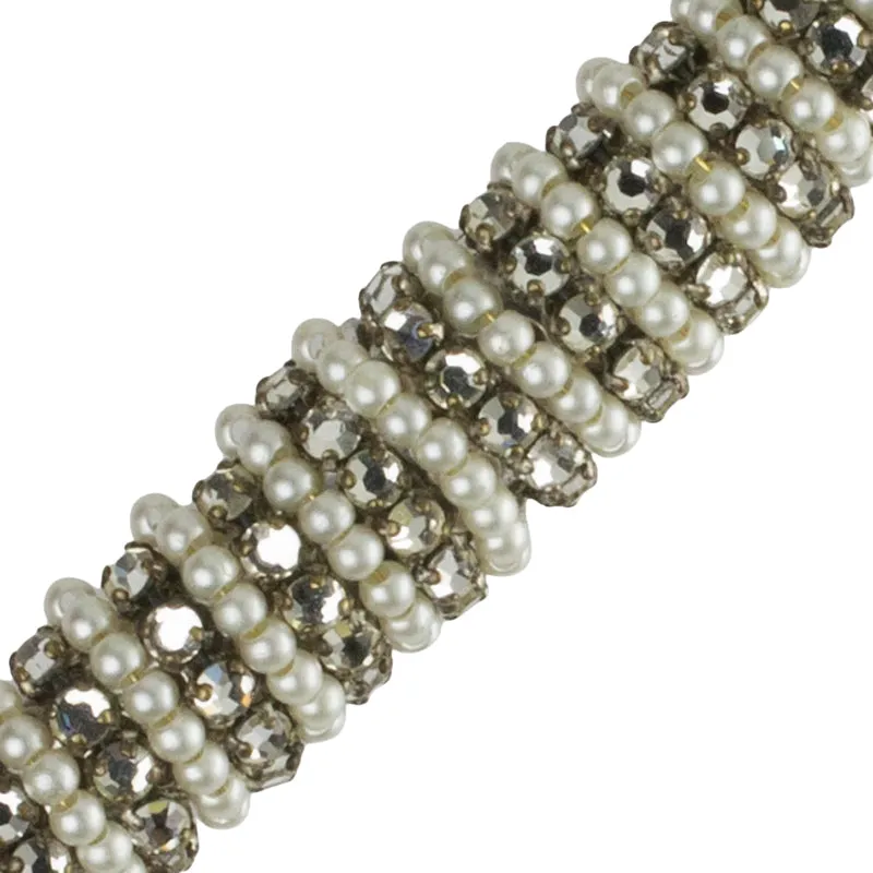 Pearl & Diamanté Bar Pin by Hattie Carnegie