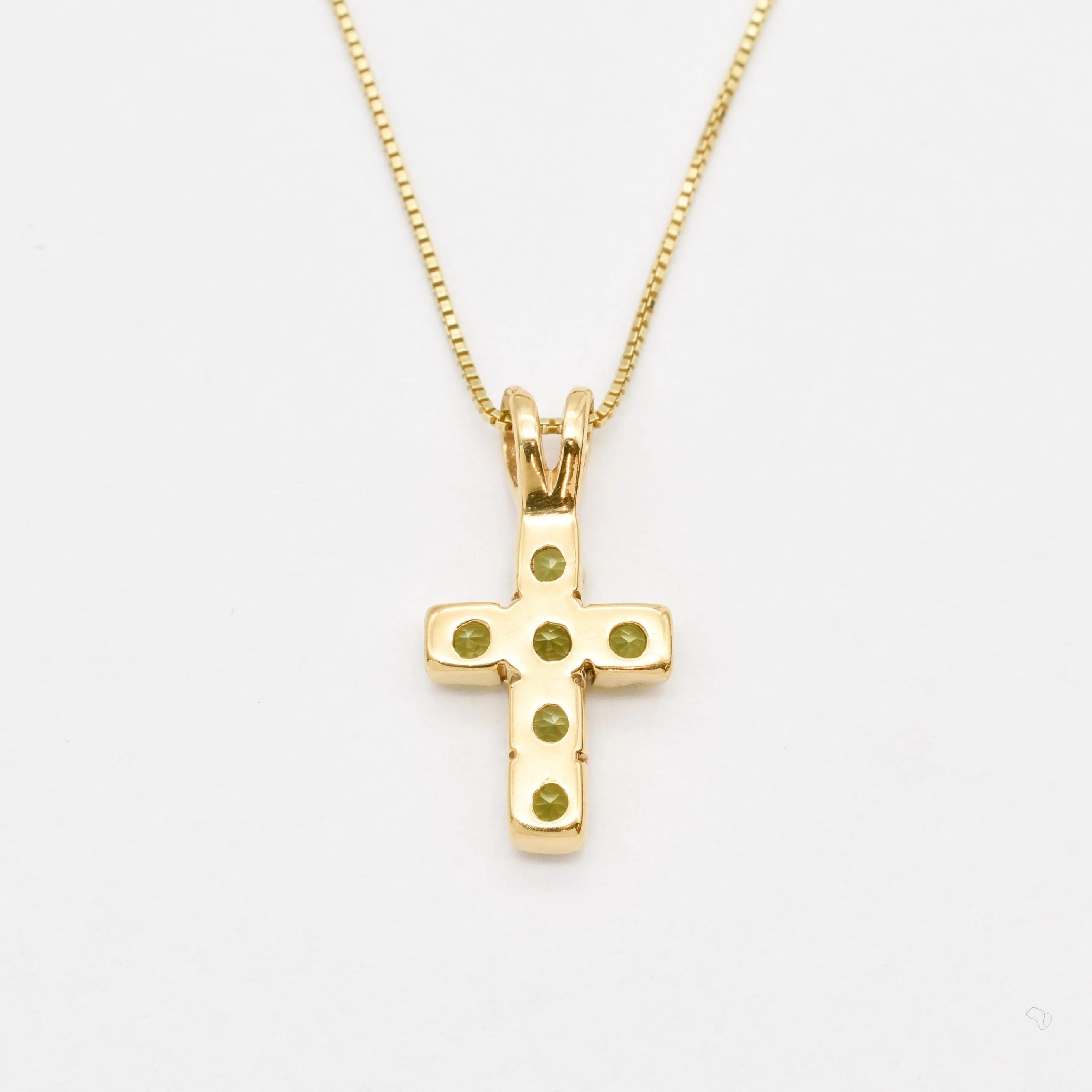 Peridot Cross Necklace - Gold Peridot - Green Gem NecklacePendant -