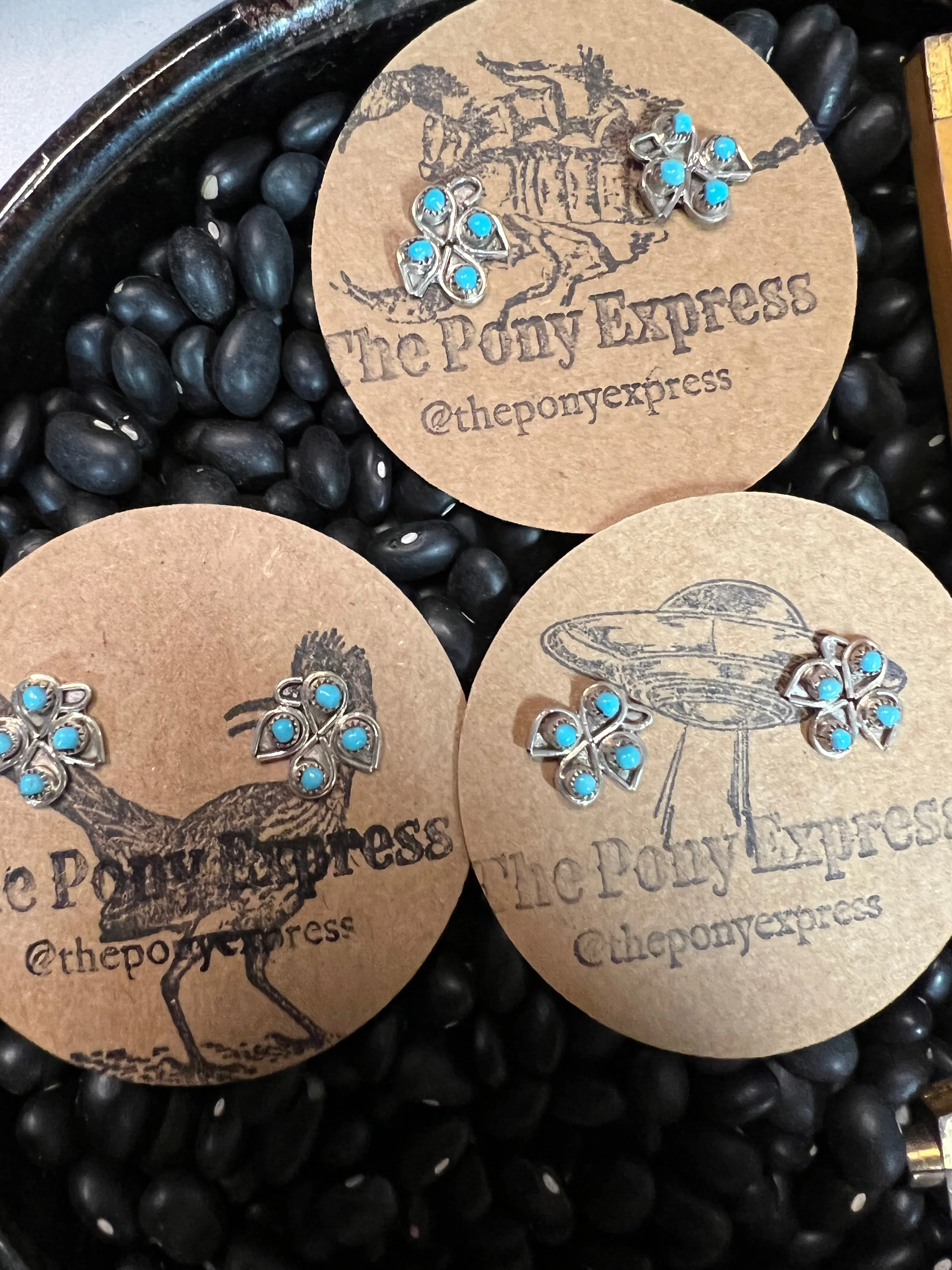 Peyote Bird Turquoise Stud Earrings