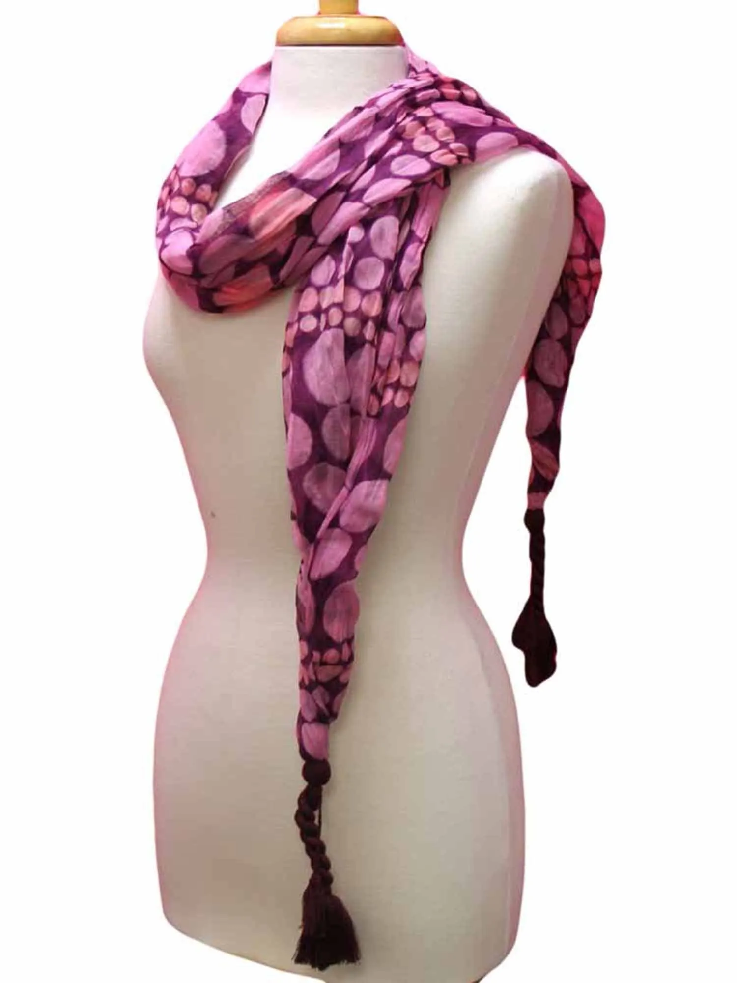 Polka Dot Crinkle Scarf With Tassels