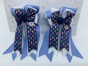 PonyTail Bows- Blue/White Whales