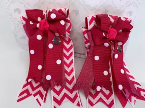 PonyTail Bows- Pink Dots/Sparkle/Chevron