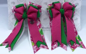 PonyTail Bows- Roses Are Hot Pink