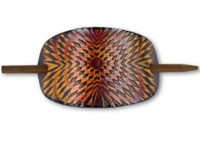 Psychedelic Symmetry Leather Hair Barrette