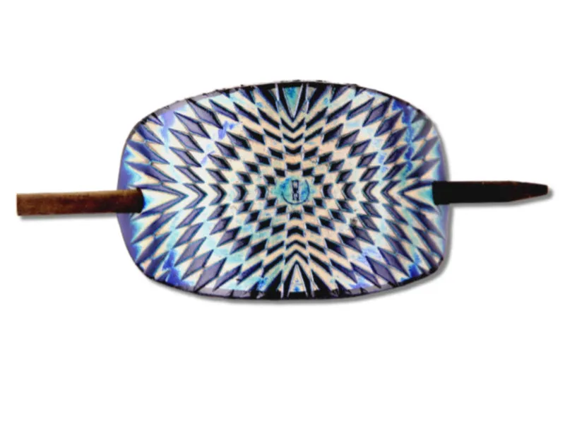 Psychedelic Symmetry Leather Hair Barrette