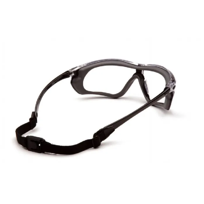 Pyramex Crossovr SBG10610DT Safety Glasses Clear H2X Anti Fog Lens Black and Gray Temples, One Size, 1 Each