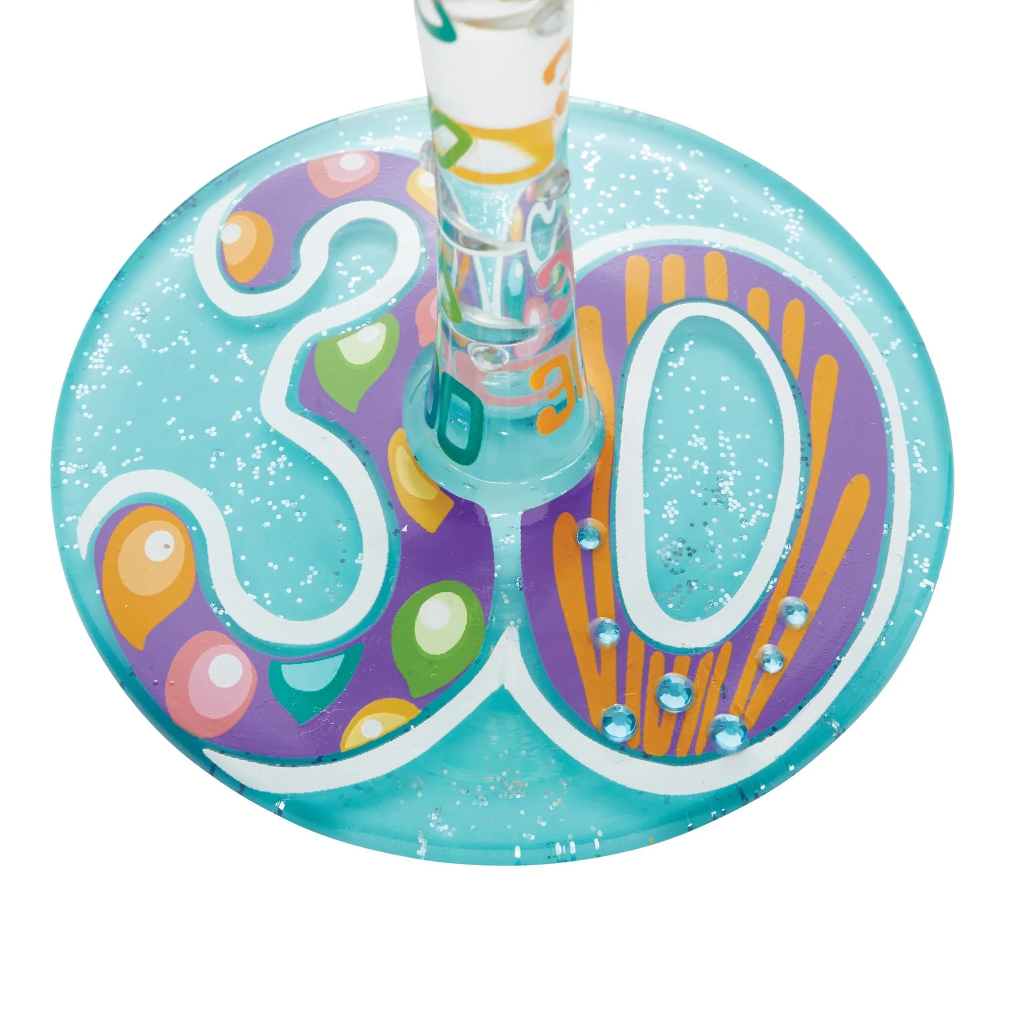 "Happy 30th Birthday" Hand-Painted Wine Glass, 15 oz.