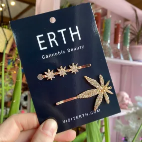 Rhinestone Leaf Hair Pins
