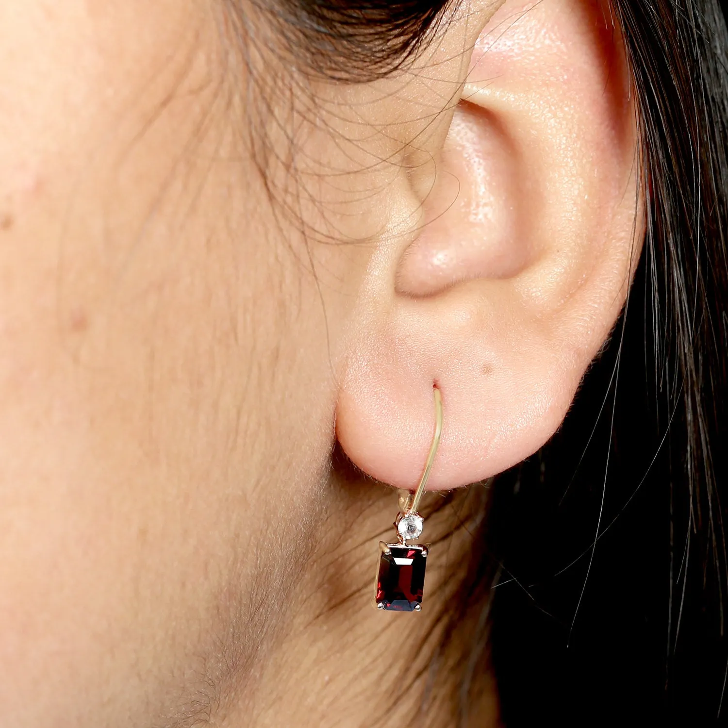 Rhodolite Garnet Drop/Dangle Earrings 10k Yellow Gold Topaz Jewelry