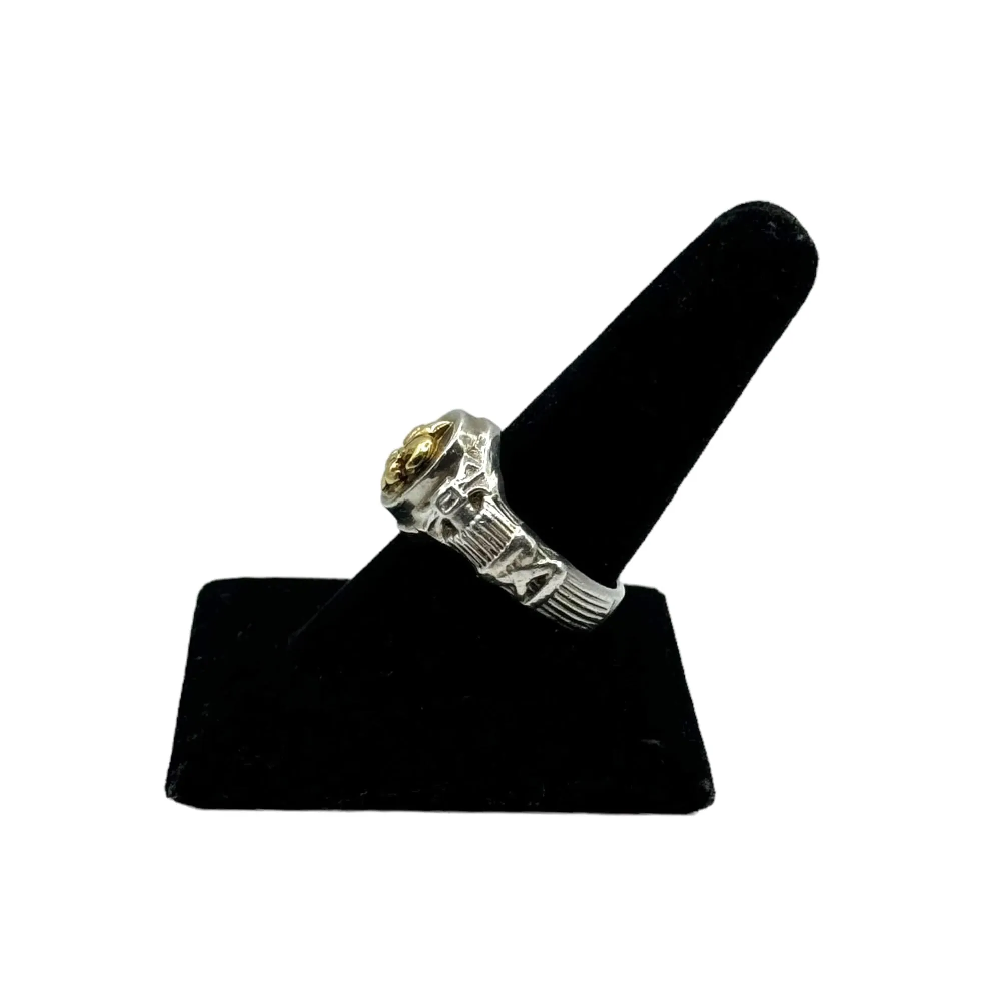 RING 18K Gold & Sterling Silver with Fleur de Lis