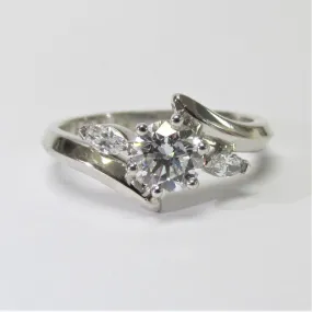 Round and Marquise Diamonds Ring 0.72 CT.TW