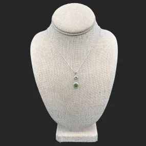 Round And Square Peridot Gemstones Silver Necklace