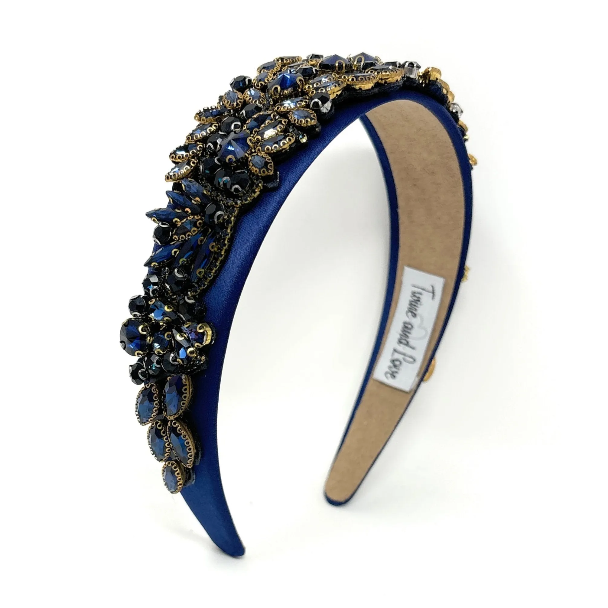 Sarah Embellished Navy Blue Baroque Headband