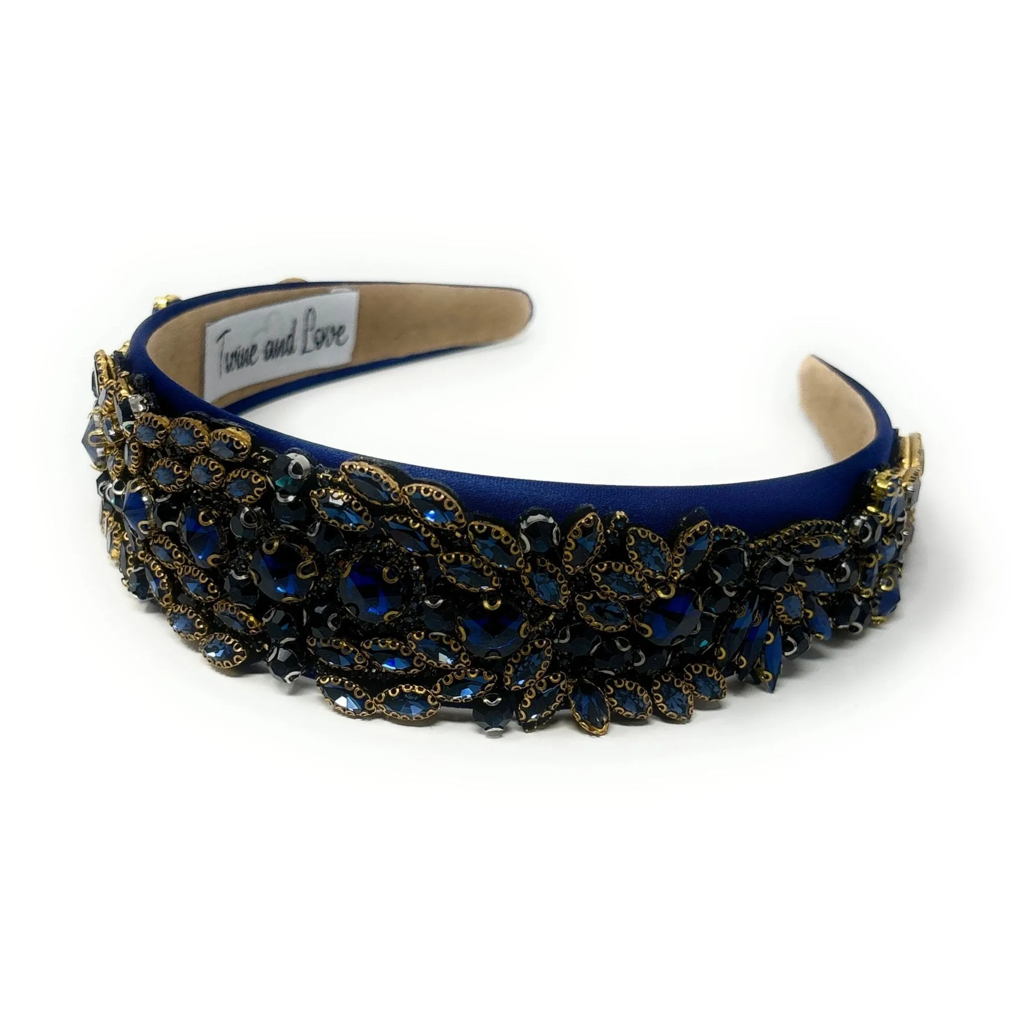 Sarah Embellished Navy Blue Baroque Headband