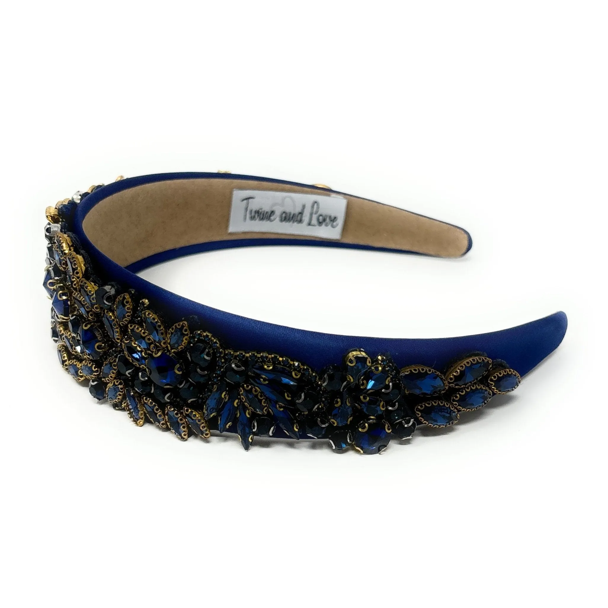 Sarah Embellished Navy Blue Baroque Headband