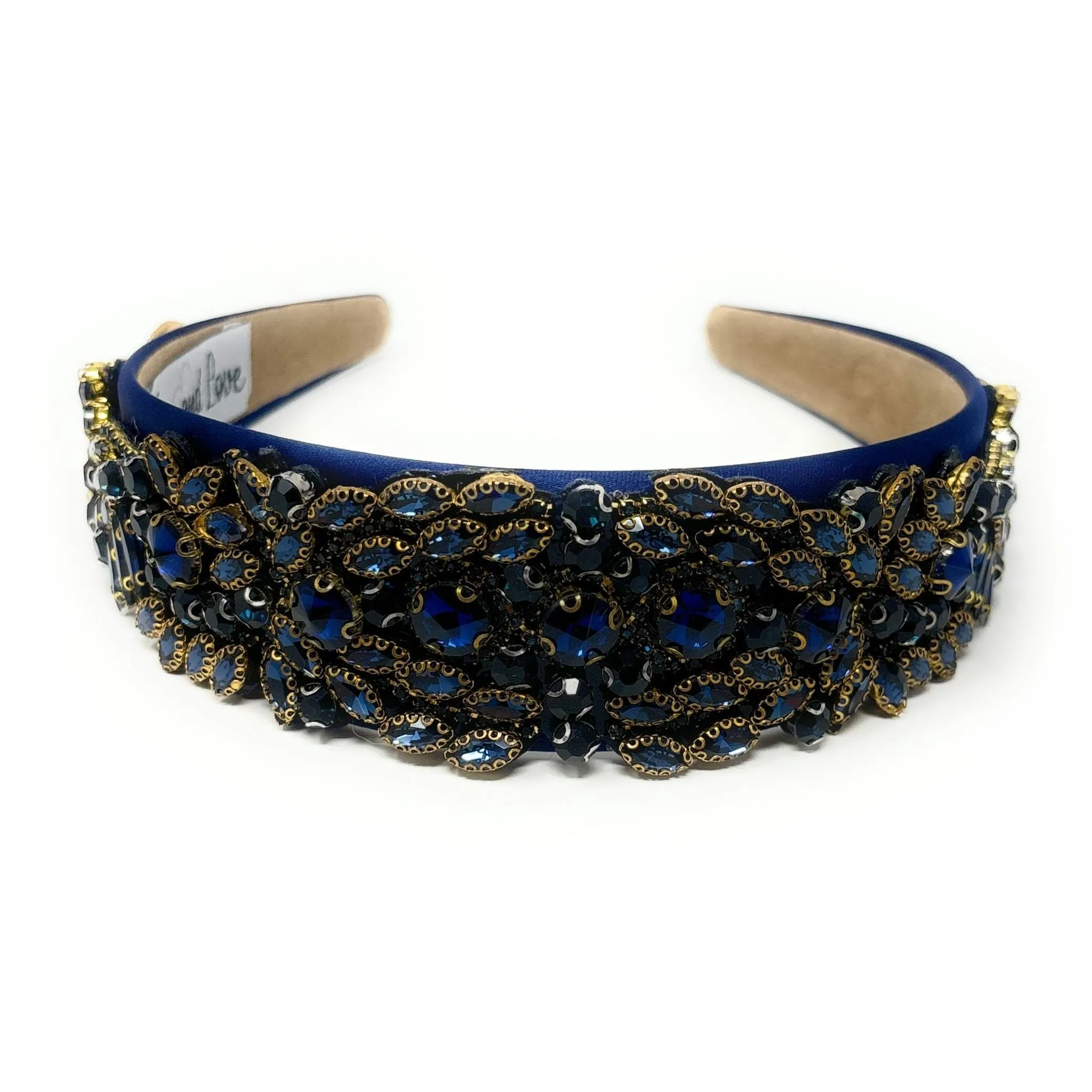 Sarah Embellished Navy Blue Baroque Headband