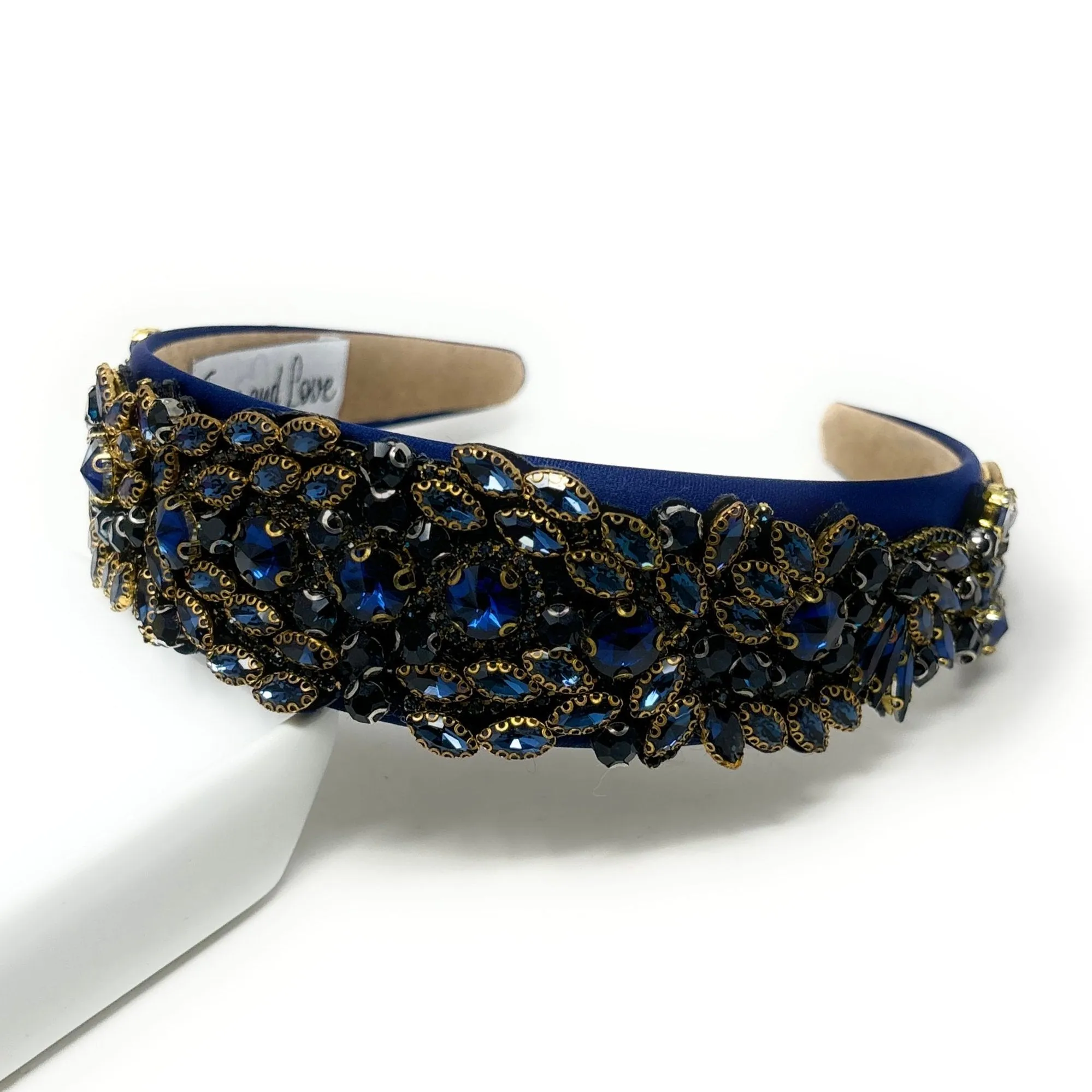 Sarah Embellished Navy Blue Baroque Headband