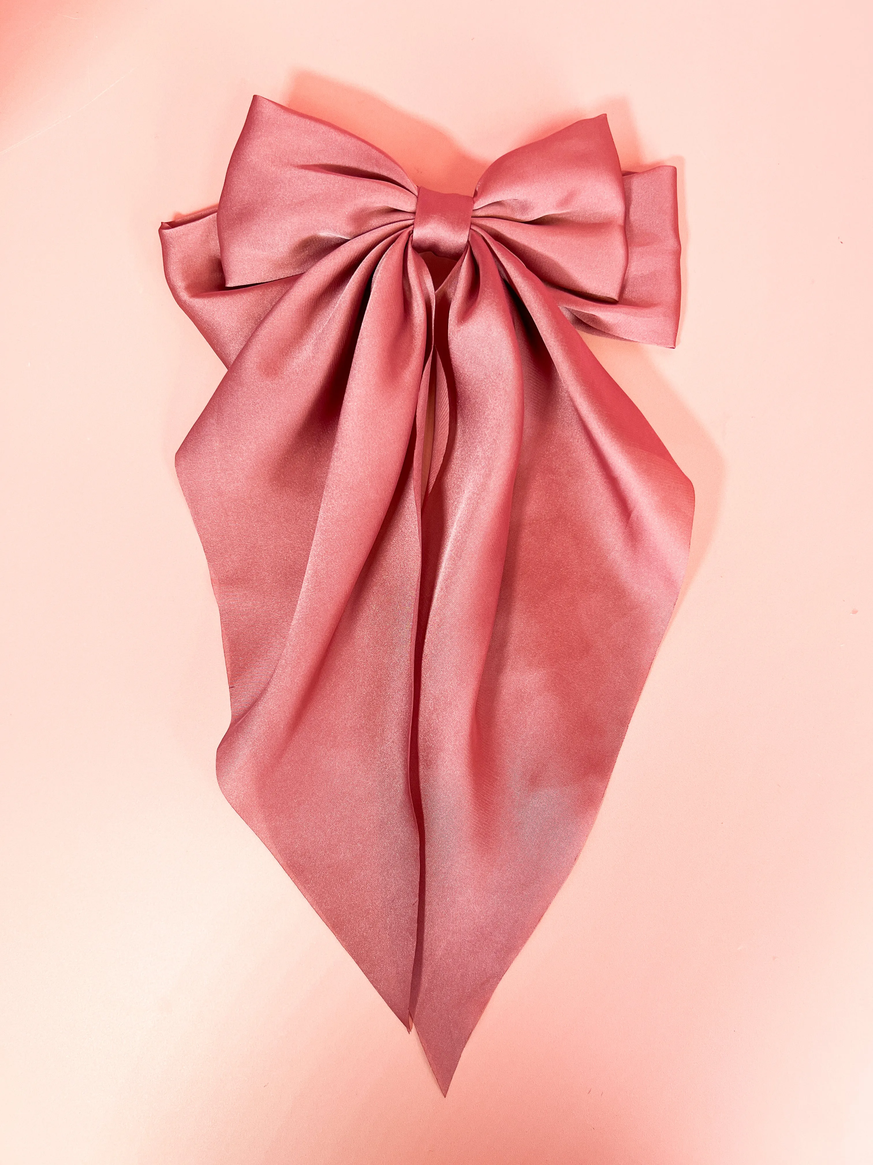 Satin Bow Barrette - Pink